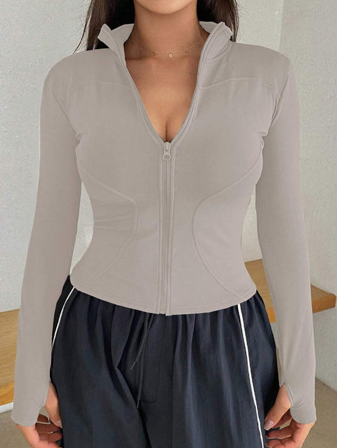 Women's Zipper Closure Slim Fit Jacket