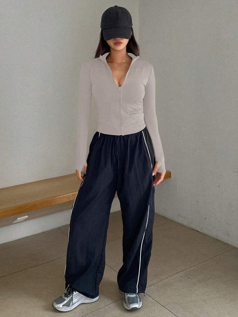 Women's Zipper Closure Slim Fit Jacket