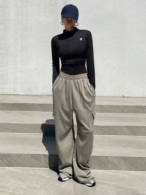 Women's Zipper Closure Slim Fit Jacket