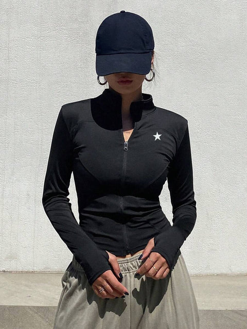 Women's Zipper Closure Slim Fit Jacket