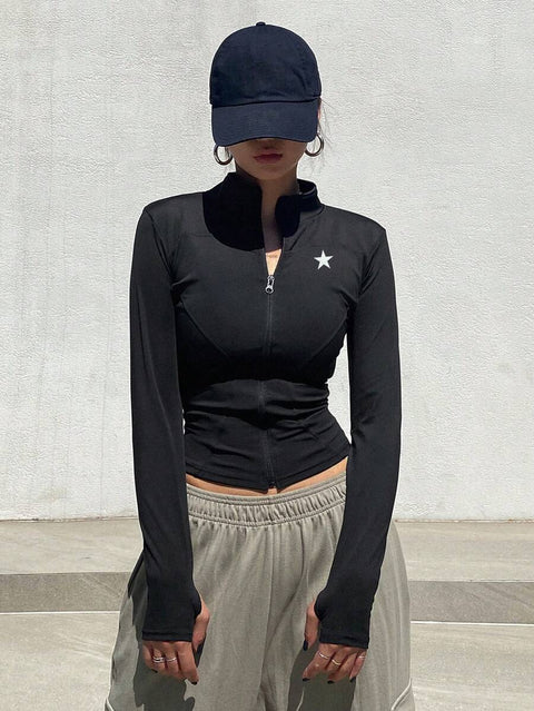 Women's Zipper Closure Slim Fit Jacket