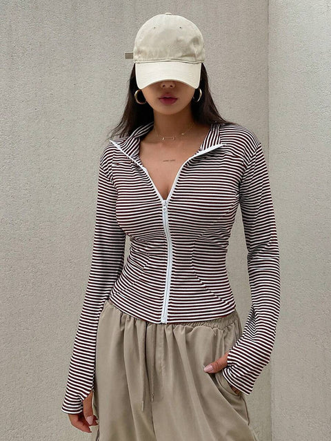 Women's Zipper Closure Slim Fit Jacket