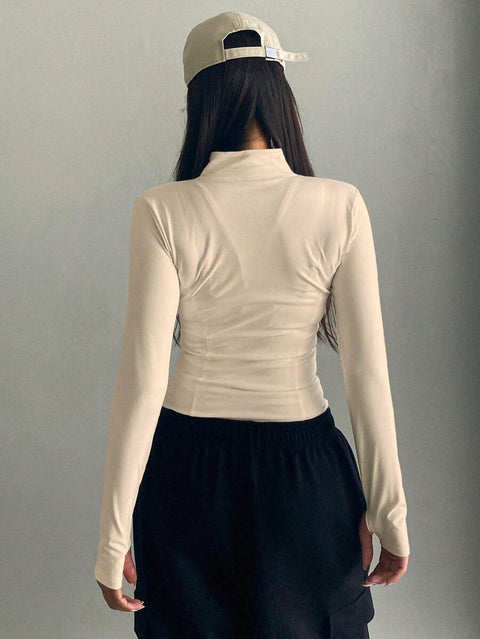 Women's Zipper Closure Slim Fit Jacket