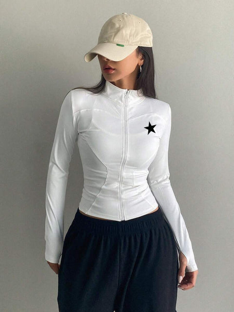 Women's Zipper Closure Slim Fit Jacket