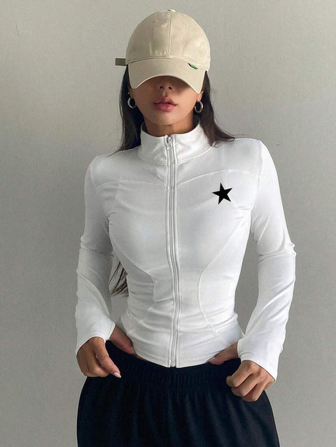 Women's Zipper Closure Slim Fit Jacket