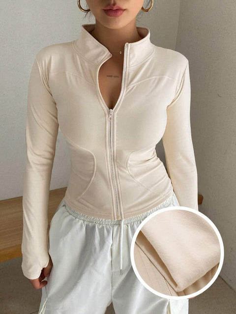 Women's Zipper Closure Slim Fit Jacket