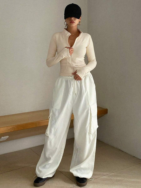 Women's Zipper Closure Slim Fit Jacket