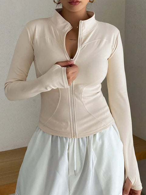 Women's Zipper Closure Slim Fit Jacket