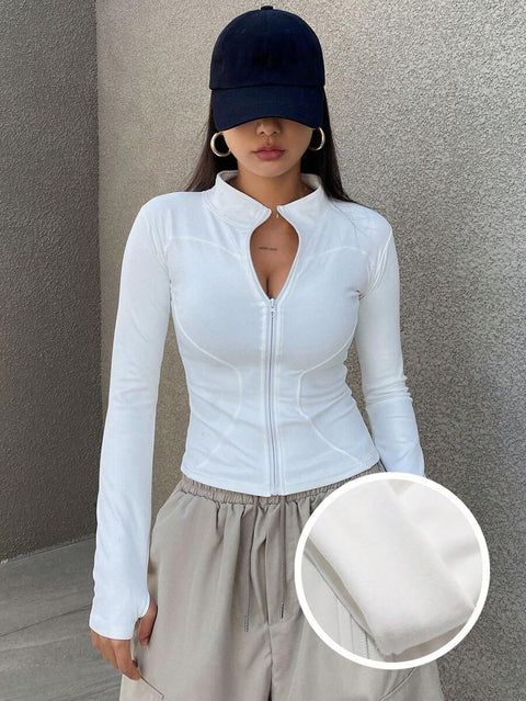 Women's Zipper Closure Slim Fit Jacket