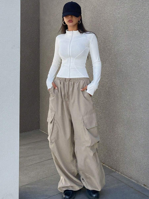 Women's Zipper Closure Slim Fit Jacket