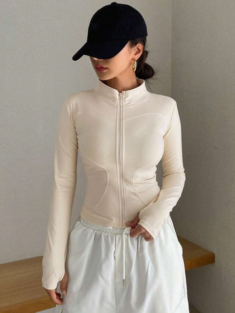 Women's Zipper Closure Slim Fit Jacket