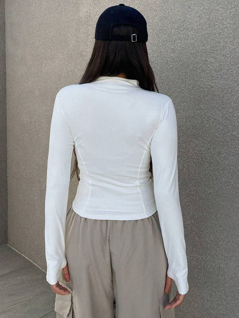 Women's Zipper Closure Slim Fit Jacket