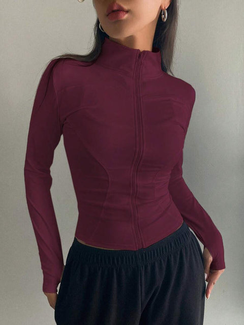 Women's Zipper Closure Slim Fit Jacket