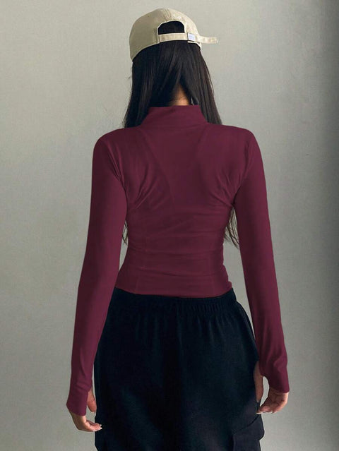 Women's Zipper Closure Slim Fit Jacket