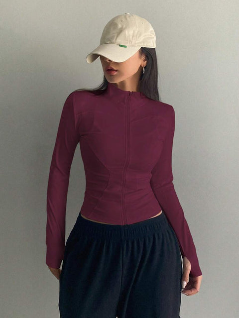 Women's Zipper Closure Slim Fit Jacket