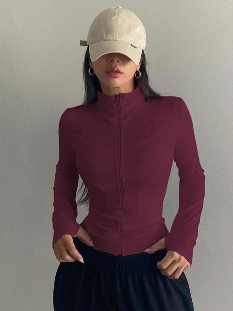 Women's Zipper Closure Slim Fit Jacket