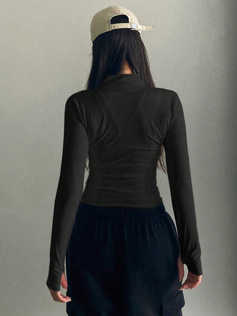 Women's Zipper Closure Slim Fit Jacket