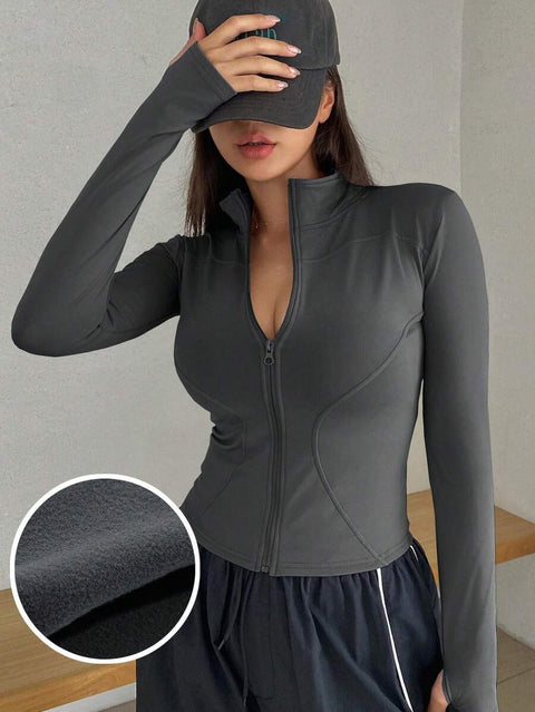 Women's Zipper Closure Slim Fit Jacket