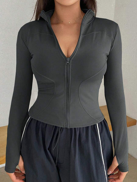 Women's Zipper Closure Slim Fit Jacket