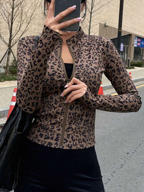 Women's Zipper Closure Slim Fit Jacket