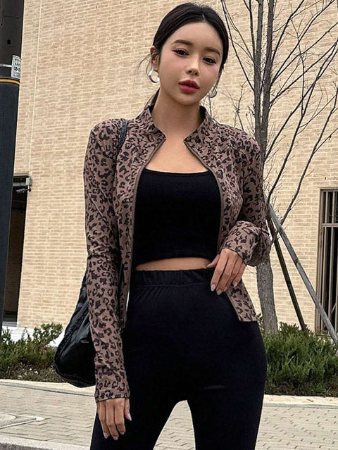 Women's Zipper Closure Slim Fit Jacket