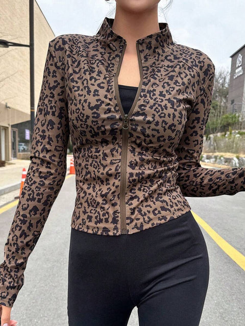 Women's Zipper Closure Slim Fit Jacket