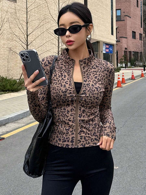 Women's Zipper Closure Slim Fit Jacket