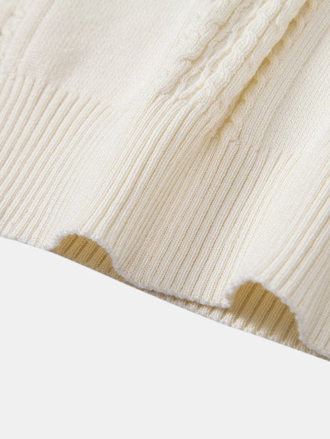 Twist Jacquard Knitted Zipper Polo Shirt & Slim Fit Tapered Trousers