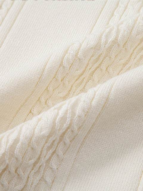 Twist Jacquard Knitted Zipper Polo Shirt & Slim Fit Tapered Trousers