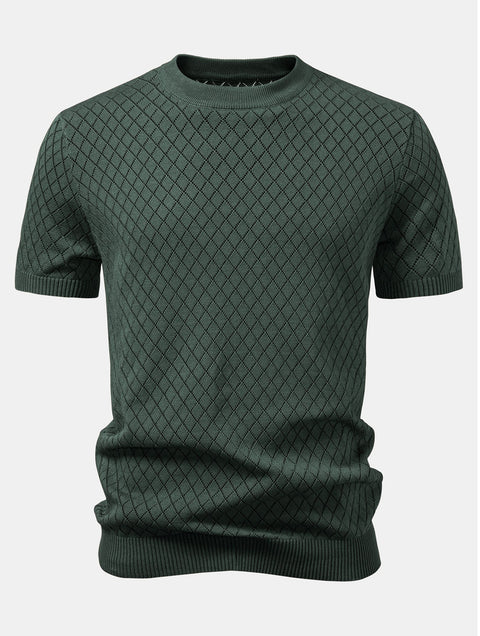 Diamond Crochet Knitted T-Shirt
