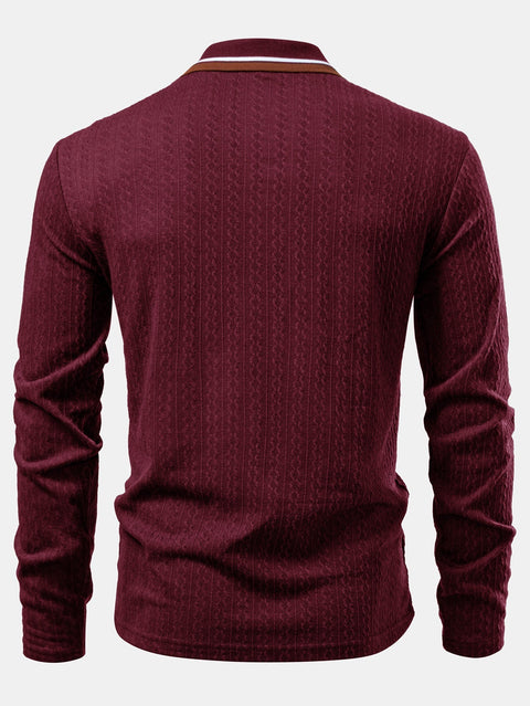 Long Sleeve Twist Jacquard Polo Shirt