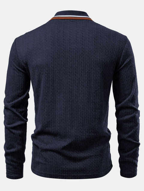 Long Sleeve Twist Jacquard Polo Shirt