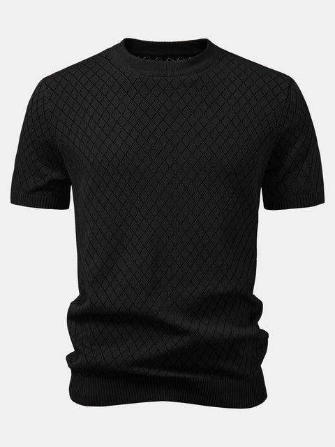 Diamond Crochet Knitted T-Shirt
