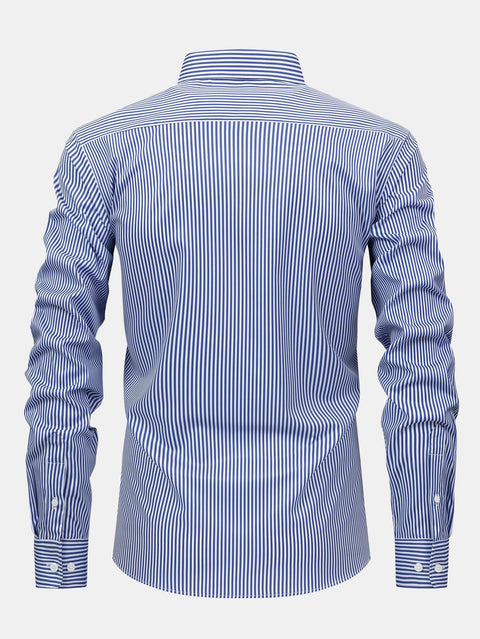Long Sleeve Stripe Button Up Shirt & Slim Fit Tapered Trousers