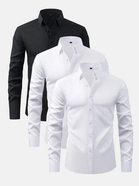 3 Pieces Long Sleeve Button Up Dress Shirt