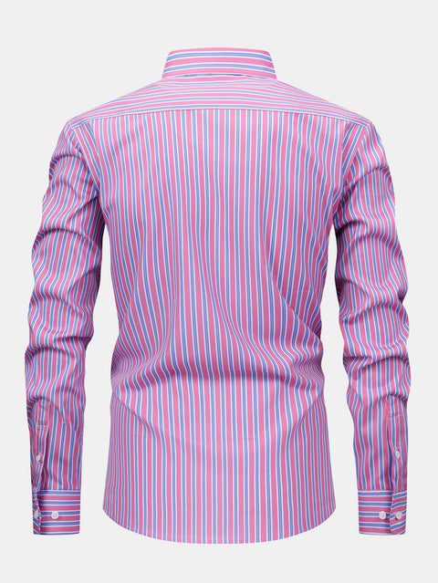 Long Sleeve Stripe Button Up Shirt & Slim Fit Tapered Trousers