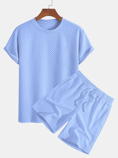 Striped Jacquard T-Shirt & Shorts Set