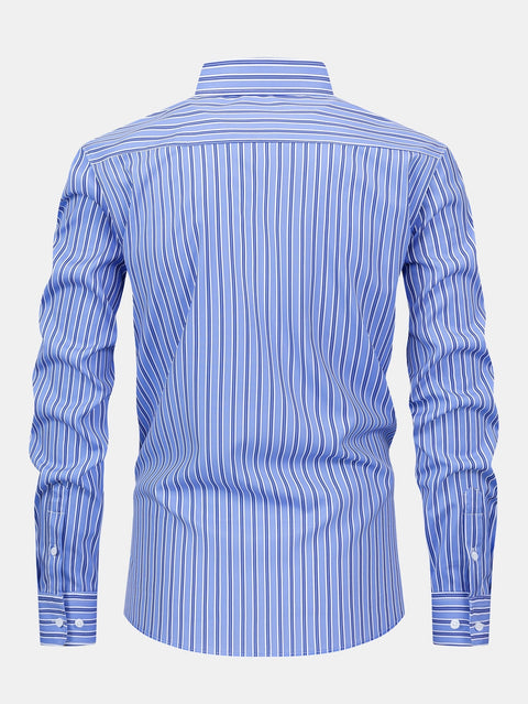 Long Sleeve Stripe Button Up Shirt & Slim Fit Tapered Trousers