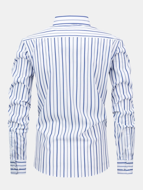Long Sleeve Stripe Button Up Shirt & Slim Fit Tapered Trousers
