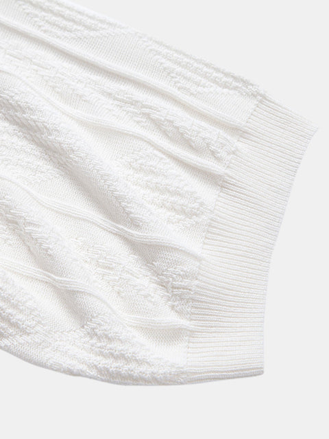 Geometric Jacquard Knitted Polo Shirt & Slim Fit Tapered Trousers