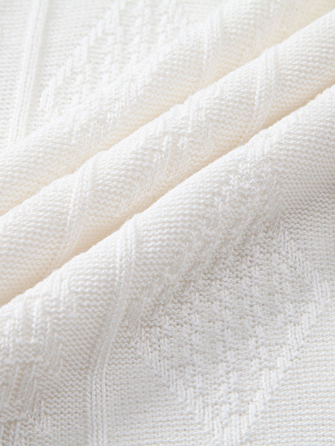 Geometric Jacquard Knitted Polo Shirt & Slim Fit Tapered Trousers