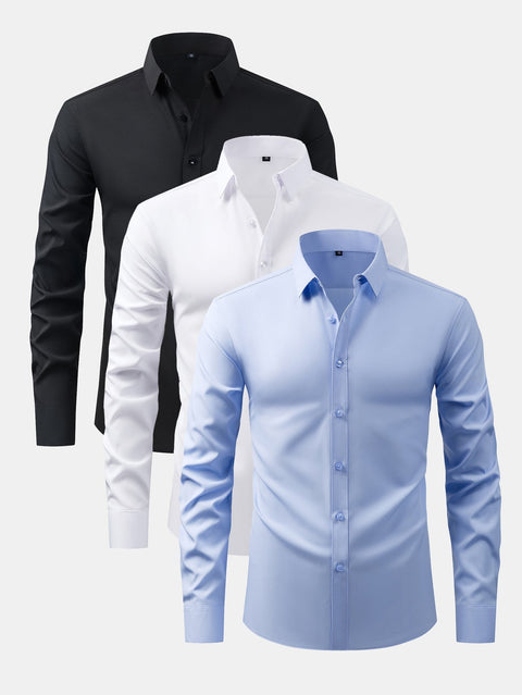 3 Pieces Long Sleeve Button Up Dress Shirt