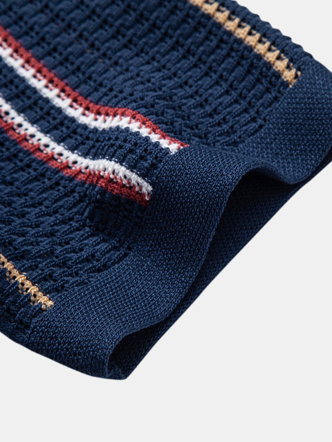 Stripe Crochet Button Up Shirt & Straight Leg Linen Pants