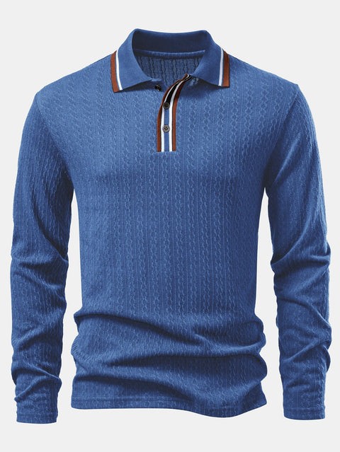 Long Sleeve Twist Jacquard Polo Shirt