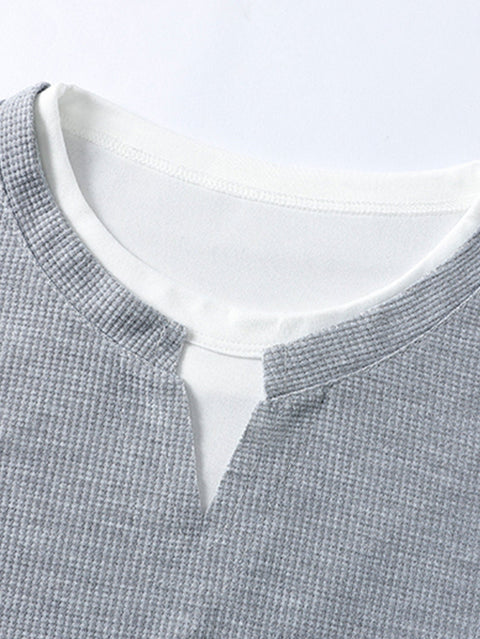 Relax Fit Long Sleeve 2 In 1 Waffle T-Shirt & Relax Fit Straight Leg Jersey Cargo Pants