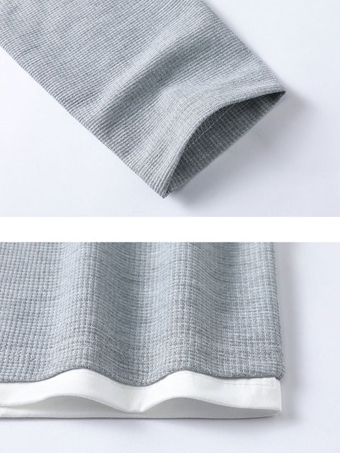 Relax Fit Long Sleeve 2 In 1 Waffle T-Shirt & Single Pleat Drawstring Straight Leg Pants