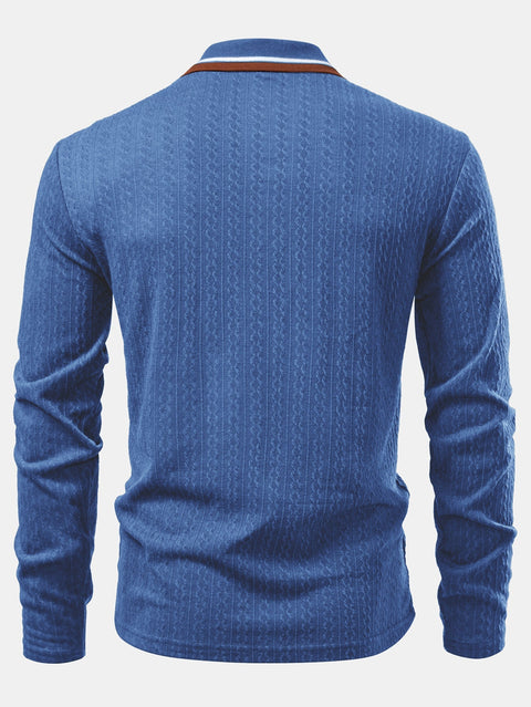 Long Sleeve Twist Jacquard Polo Shirt