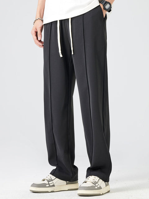 Relax Fit Long Sleeve 2 In 1 Waffle T-Shirt & Single Pleat Drawstring Straight Leg Pants