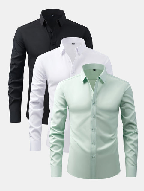 3 Pieces Long Sleeve Button Up Dress Shirt