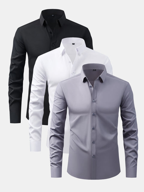 3 Pieces Long Sleeve Button Up Dress Shirt